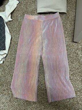 Old Navy Iridescent Pleated Wide-Leg Pants - Pink Lavender